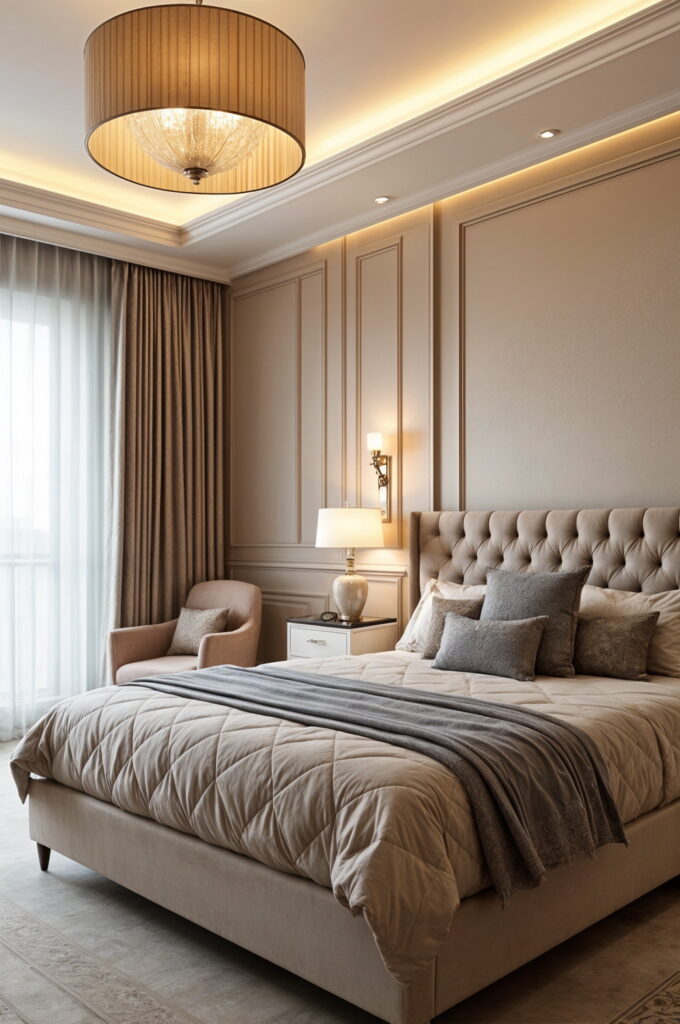 Bedroom retreats emphasize both visual serenity and tactile comfort, featuring luxurious, high-quality materials throughout.