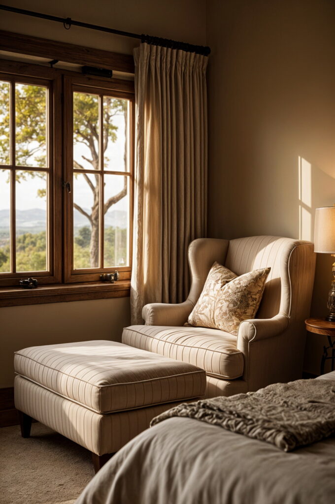 Turn a bedroom corner into a versatile space for both work and unwinding.